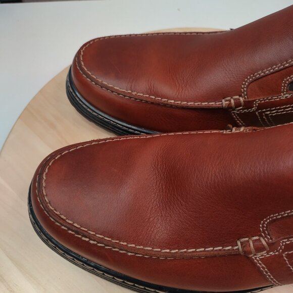 Johnston & Murphy Colvard Moc Toe Venetian Cognac Waterproof Loafer Men US 10M - Picture 4 of 14
